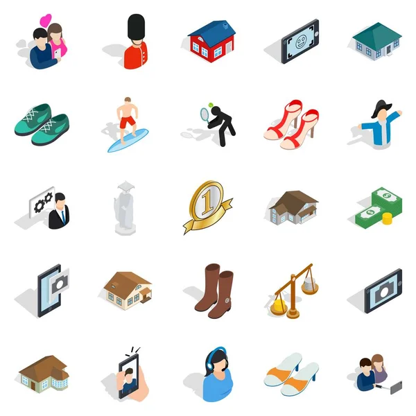 Paar iconen set, isometrische stijl — Stockvector