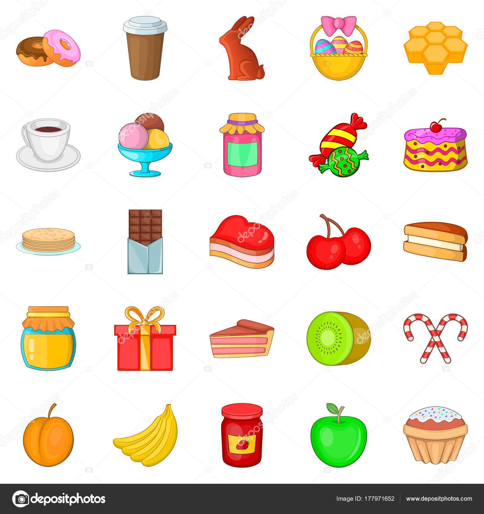 Delicious Bake Icons Set Cartoon Style Stock Vector