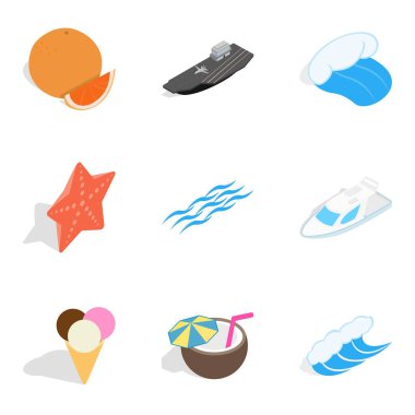 Sahil Icons set, izometrik stili