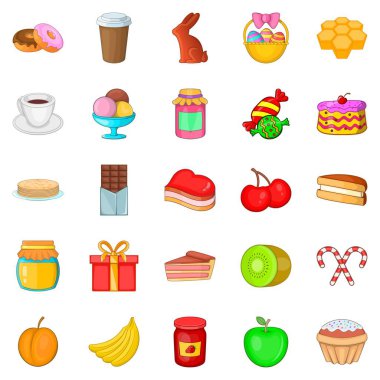 Lezzetli fırında Icons set, karikatür tarzı