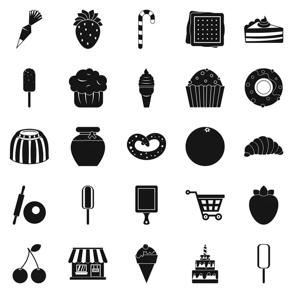 Conjunto de iconos de sabor dulce, estilo simple — Vector de stock