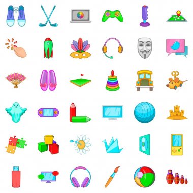 Park Icons set, karikatür tarzı