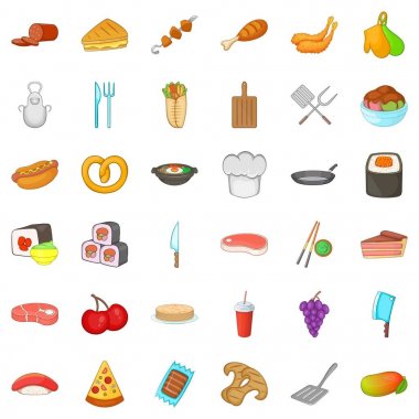 Tuzlu kraker Icons set, karikatür tarzı
