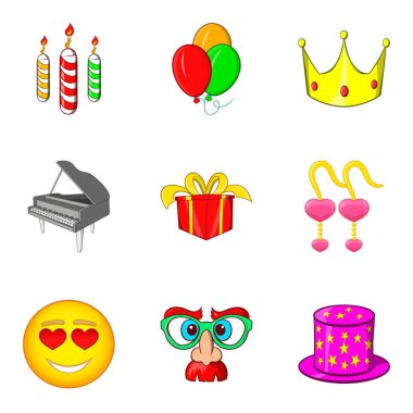 Icons set, karikatür tarzı çocuk kulübü