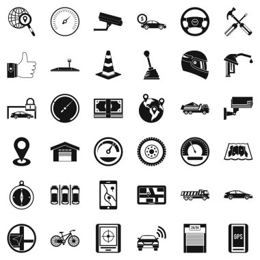 Tahliye Icons set, basit tarzı