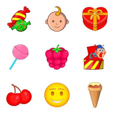 Çocuk simgeler kümesi, karikatür tarzı için interaktif eğlence