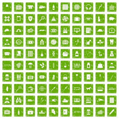 100 büyük simgeler kümesi grunge yeşil