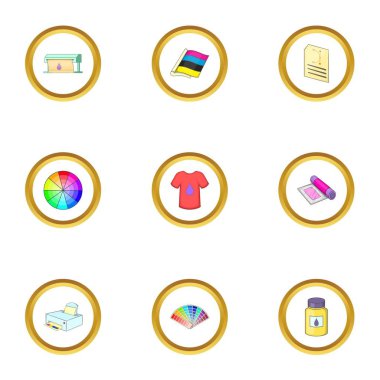 Yazdırma işlemini Icons set, karikatür tarzı