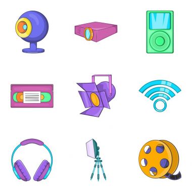 Işığa maruz Icons set, karikatür tarzı