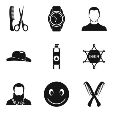 Saç kesimi Icons set, basit tarzı
