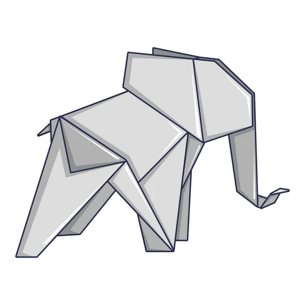 Origami elephant icon, cartoon style — Stock Vector