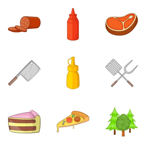 Conjunto de iconos de comida de corte, estilo de dibujos animados — Vector de stock