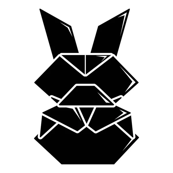 Икона зайца Оригами, простой черный стиль — стоковый вектор
