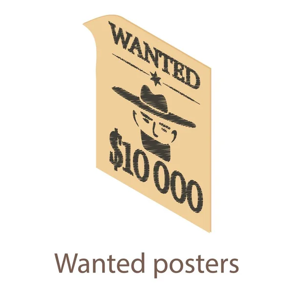 Ikona Wanted plakatów, izometryczny styl 3d — Wektor stockowy