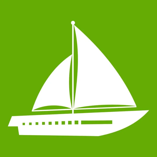 Ícone de iate vela verde — Vetor de Stock