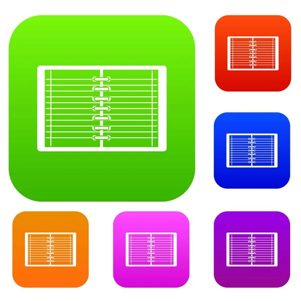 Coleção de cores de conjunto de notebook alinhado espiral aberta — Vetor de Stock