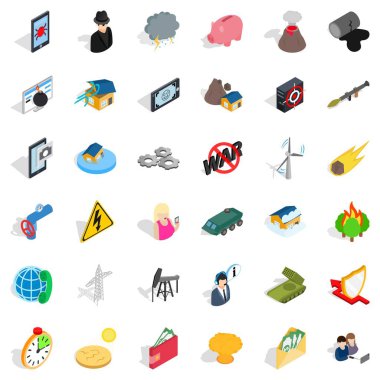 Felaket Icons set, izometrik stili