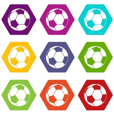 Renk altı yüzlü futbol topu Icon set