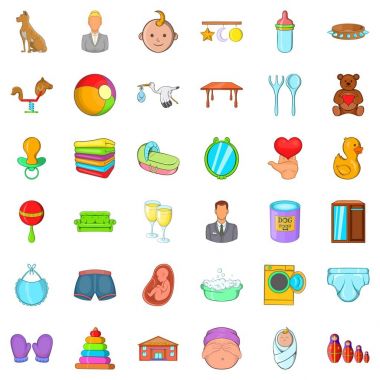 Icons set oynarken, karikatür tarzı