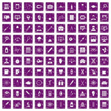 100 laboratuvar simgeler grunge mor ayarla