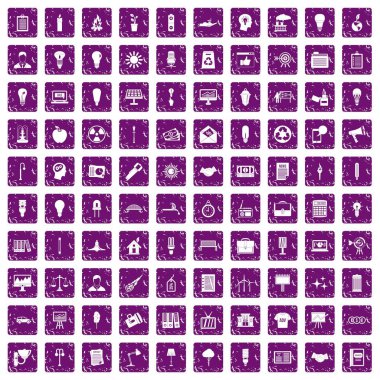 100 lamba simgeler grunge mor ayarla