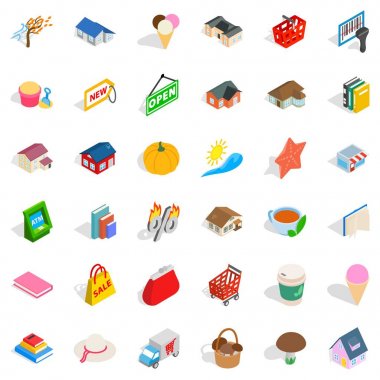 Para Icons set, izometrik stili