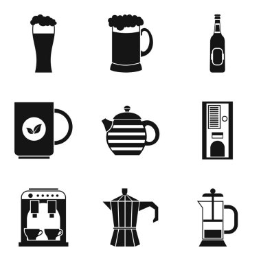 Bira Icons set, basit tarzı ile cam