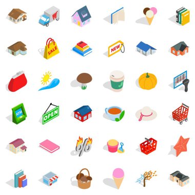 M-cüzdan Icons set, izometrik stili