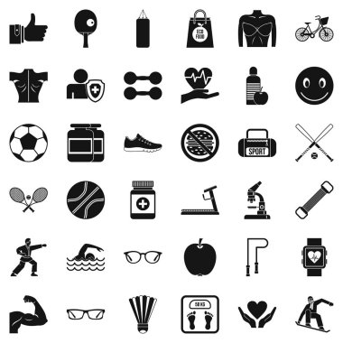 Egzersiz Icons set, basit tarzı