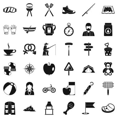 Yürüyen Icons set, basit tarzı