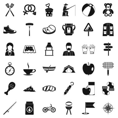 Dağ Icons set, basit tarzı