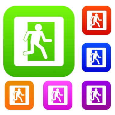 Yangın çıkış işareti ayarla renk koleksiyonu