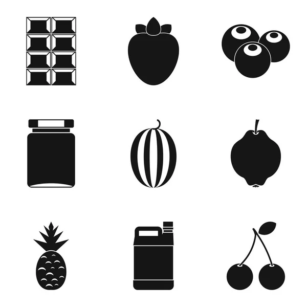 Äta för ikoner teservis, enkel stil — Stock vektor