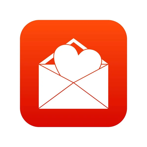 Otwartą kopertę z cyfrowy czerwony ikona serca — Wektor stockowy