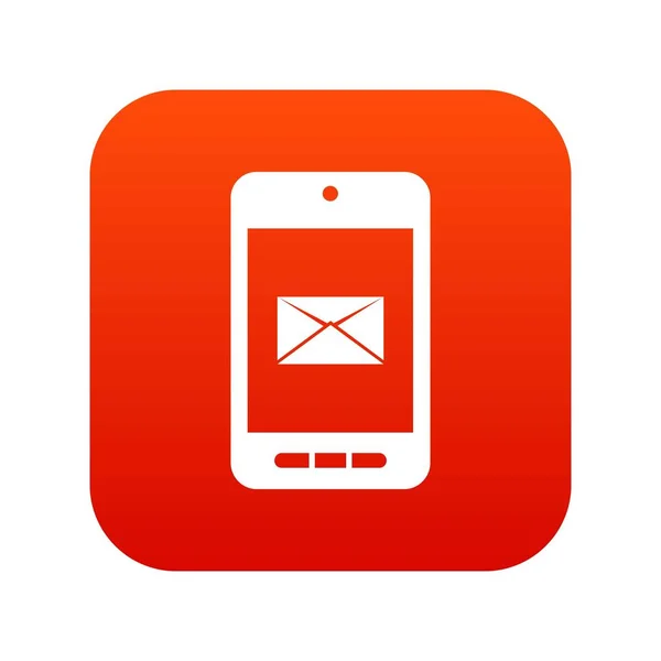 Smartphone con símbolo de correo electrónico en el icono de la pantalla digital rojo — Vector de stock