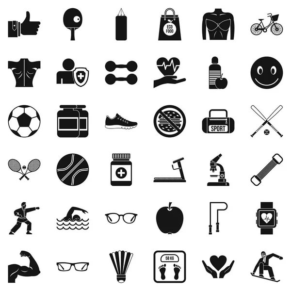 Egzersiz Icons set, basit tarzı