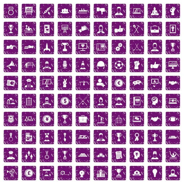 100 liderlik simgeler grunge mor ayarla