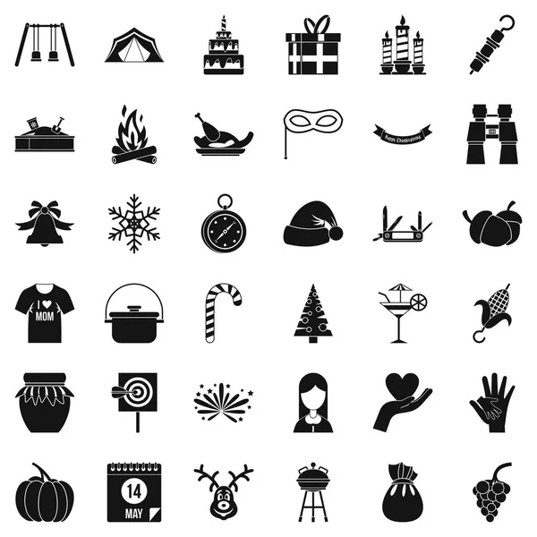 Anne gün Icons set, basit tarzı