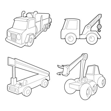 Kamyon simge seti, anahat stili