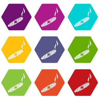 Renk altı yüzlü puro Icon set