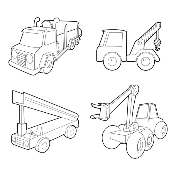 Kamyon simge seti, anahat stili