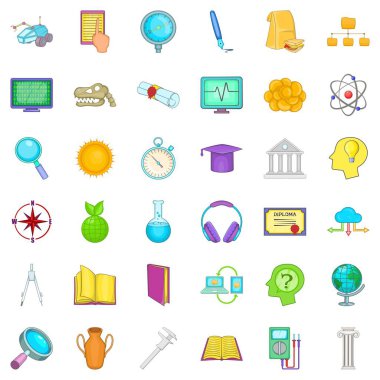 Icons set, karikatür tarzı öğrenin