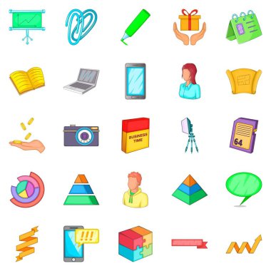 Sakin bir yerde Icons set, karikatür tarzı