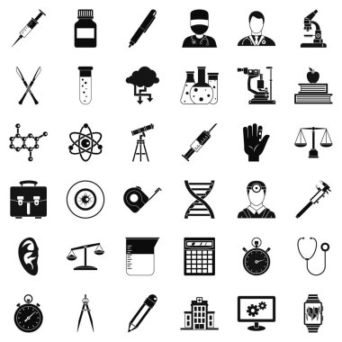 Bilim Icons set, basit tarzı