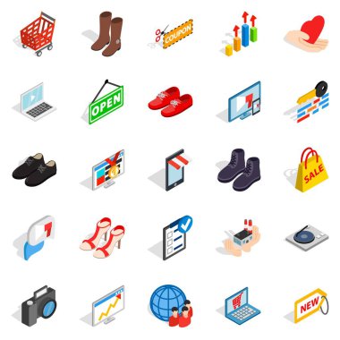 Akıllı reklam Icons set, izometrik stili