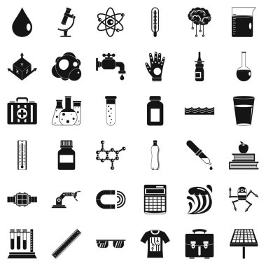 Ekipman Icons set, basit tarzı