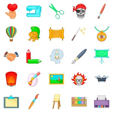 Yaratıcılık zeka Icons set, karikatür tarzı