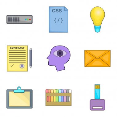 Yaratıcı iş Icons set, karikatür tarzı
