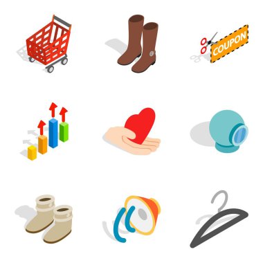 Müdahaleci reklam Icons set, izometrik stili