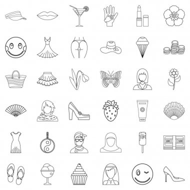 Bayan Icons set, anahat stili